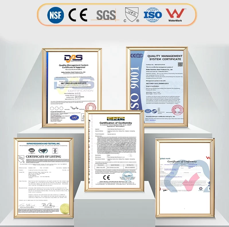 Stainless steel toilet certifications - NSF, SGS, cUPC, CE, WaterMark, ISO9001 approved