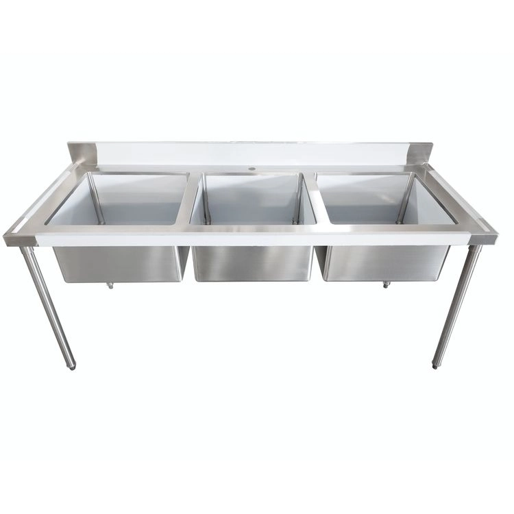 Stainless steel triple basin setup