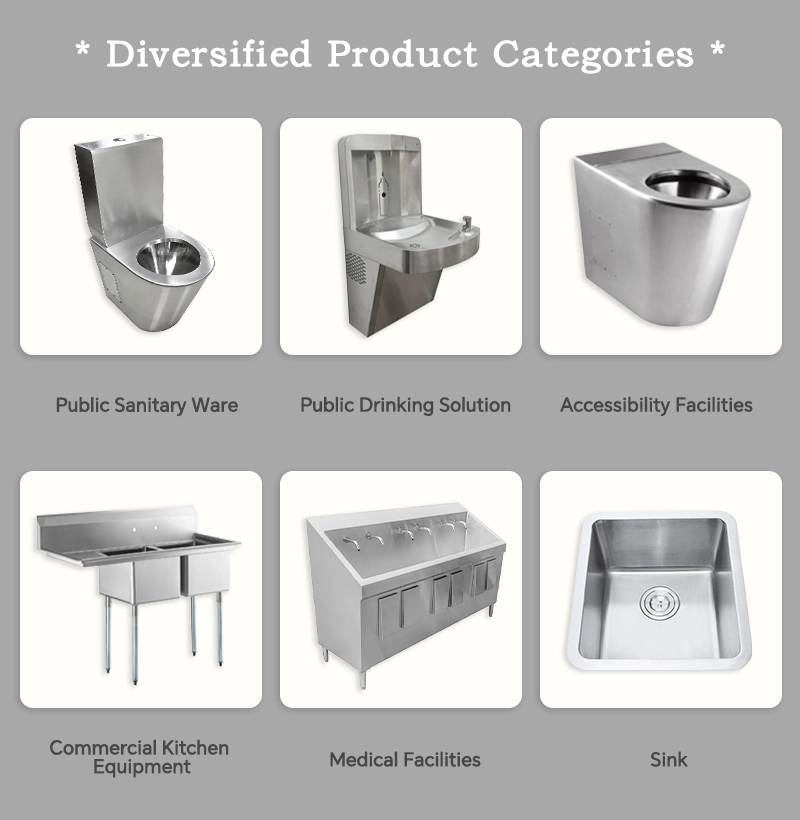 Stainless steel toilet for public restrooms and other stainless steel products