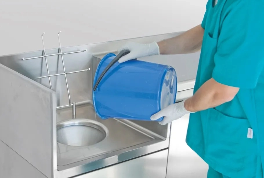 Stainless steel slop hopper for hospital lab use