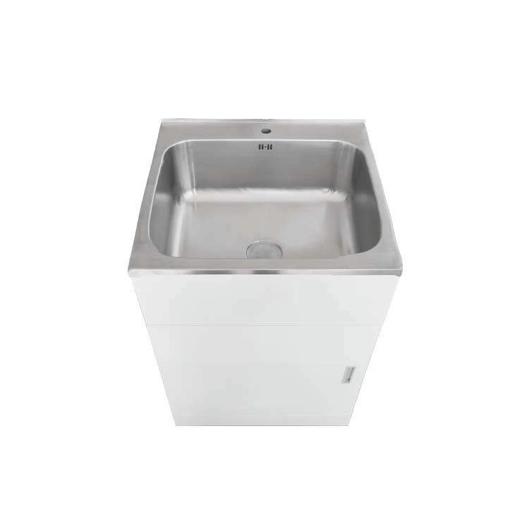 Double basin utility sink storage