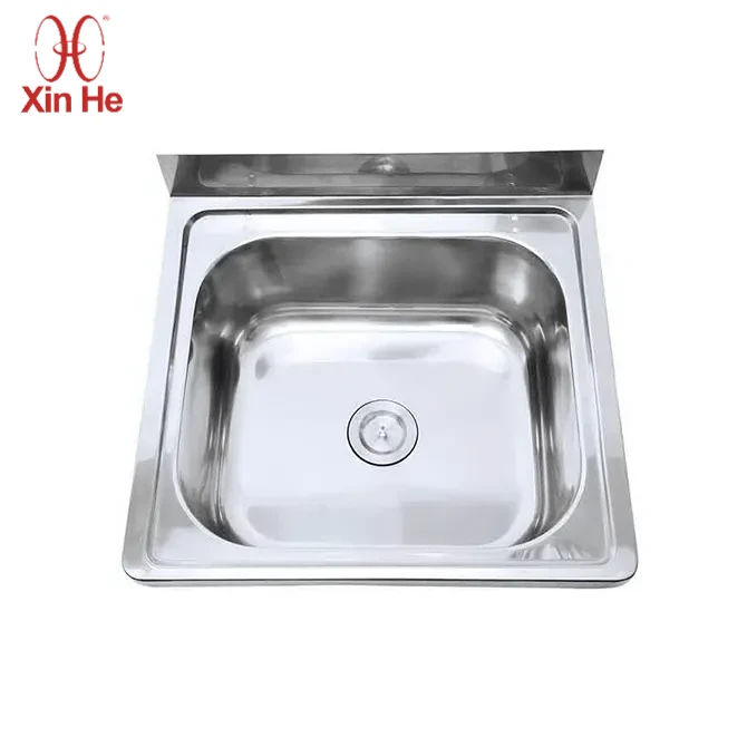 Top view of a high-quality single compartment commercial industrial sink made of durable stainless steel by XinHe