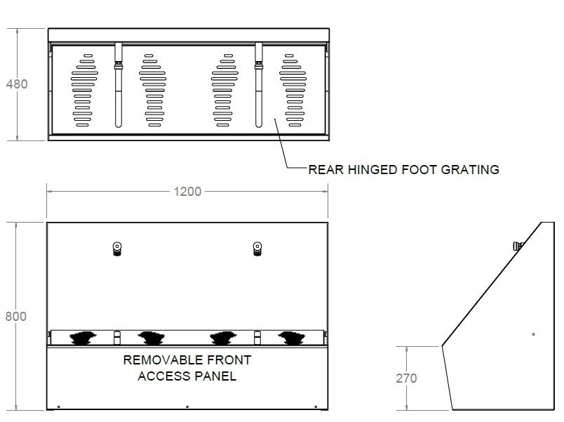 Stainless steel wudu foot washer size
