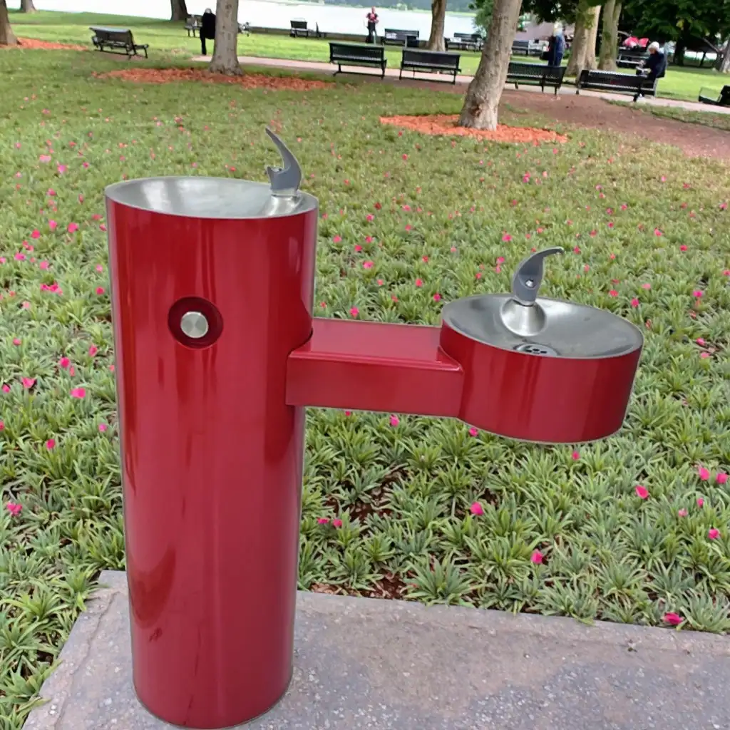 Outdoor drinking water fountains