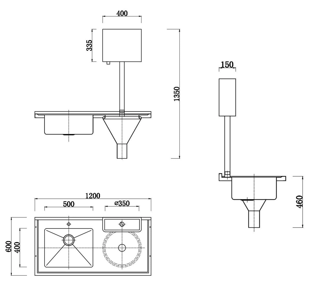 Medical grade stainless steel clinical sink