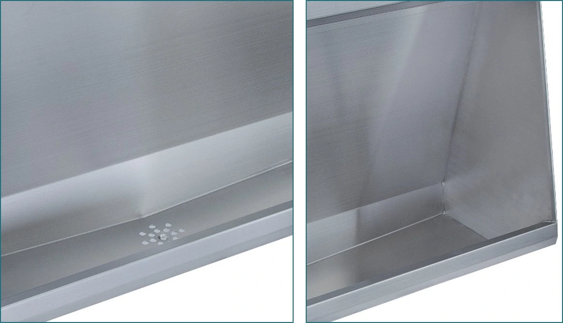 Wall mounted trough urinal component view