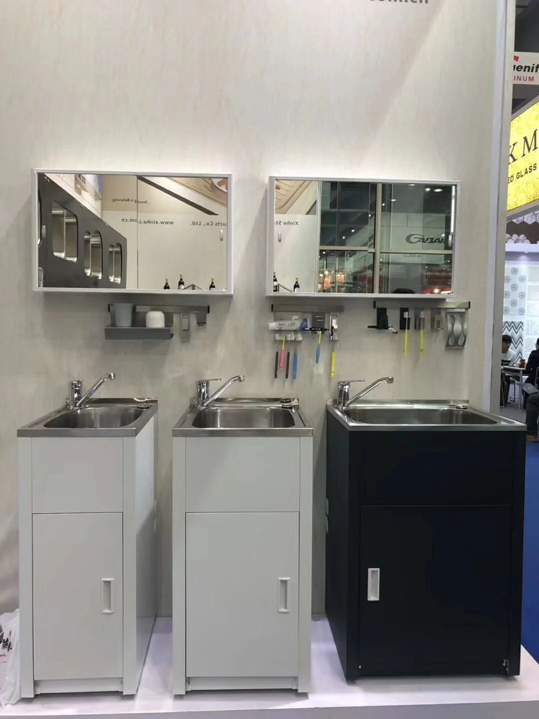 Exhibition display of xinhe sink cabinets