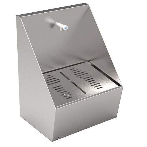 Stainless steel wudu foot washer with drainage grate and sensor faucet for public and commercial facilities