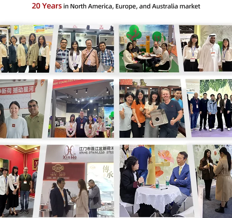 Xinhe professional team at international trade show - serving North America, Europe, Australia markets