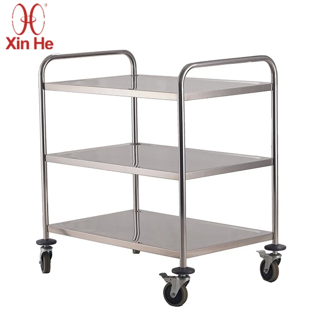 Durable mobile hospitality cart with round pipe frame for food service, fruit display, or catering