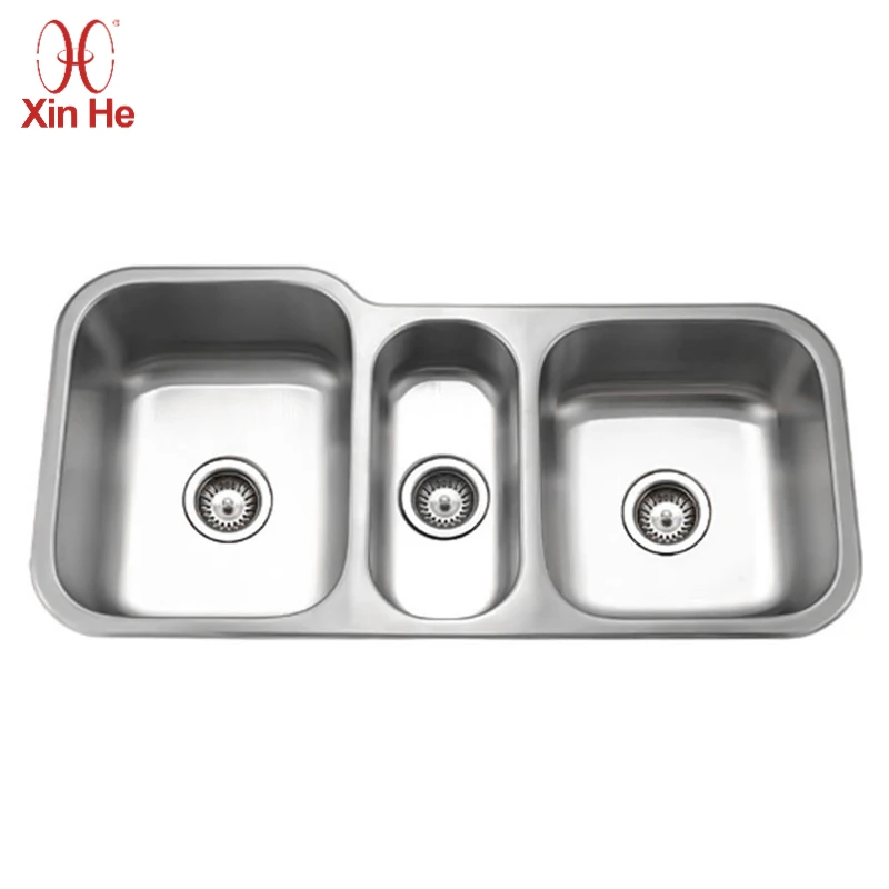 304 stainless steel triple bowl sink with seamless welding