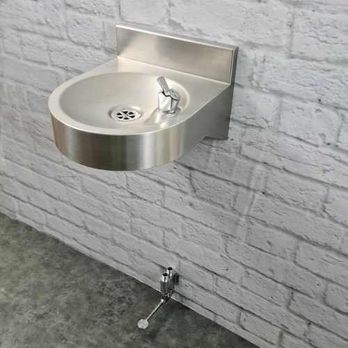 Wall mount commercial drinking fountain with push-button bubbler