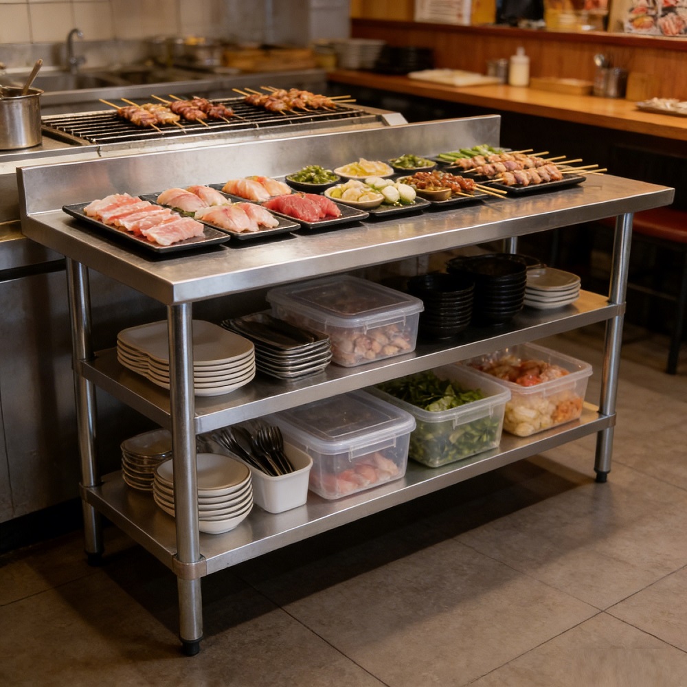 Stainless Steel Work Table with Backsplash & Undershelf