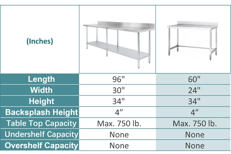 Stainless steel table custom