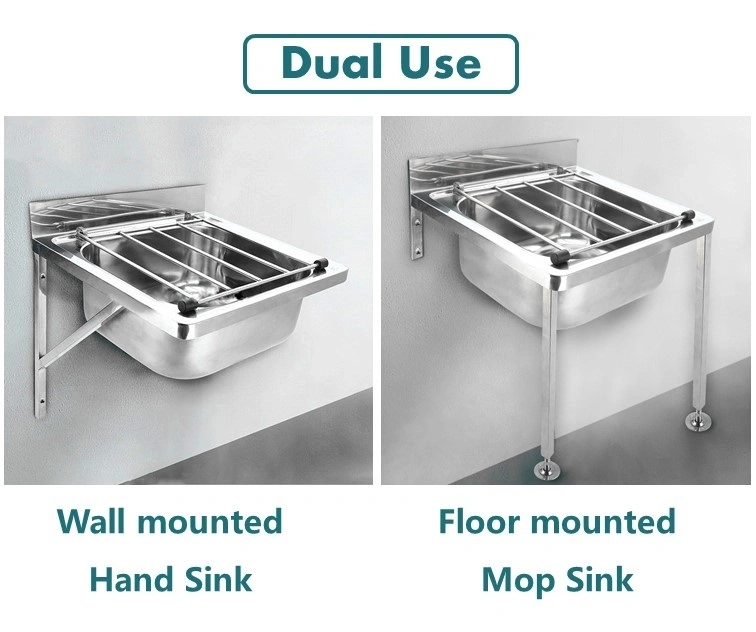 Dual use wall and floor mounted hand sink and mop sink