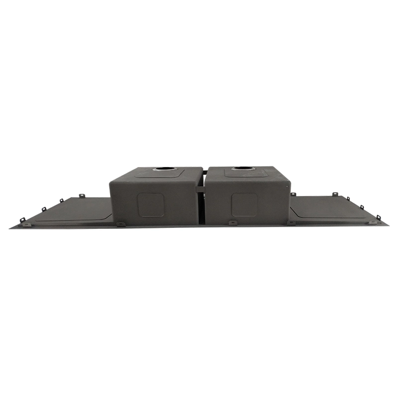 Top view stainless double basin