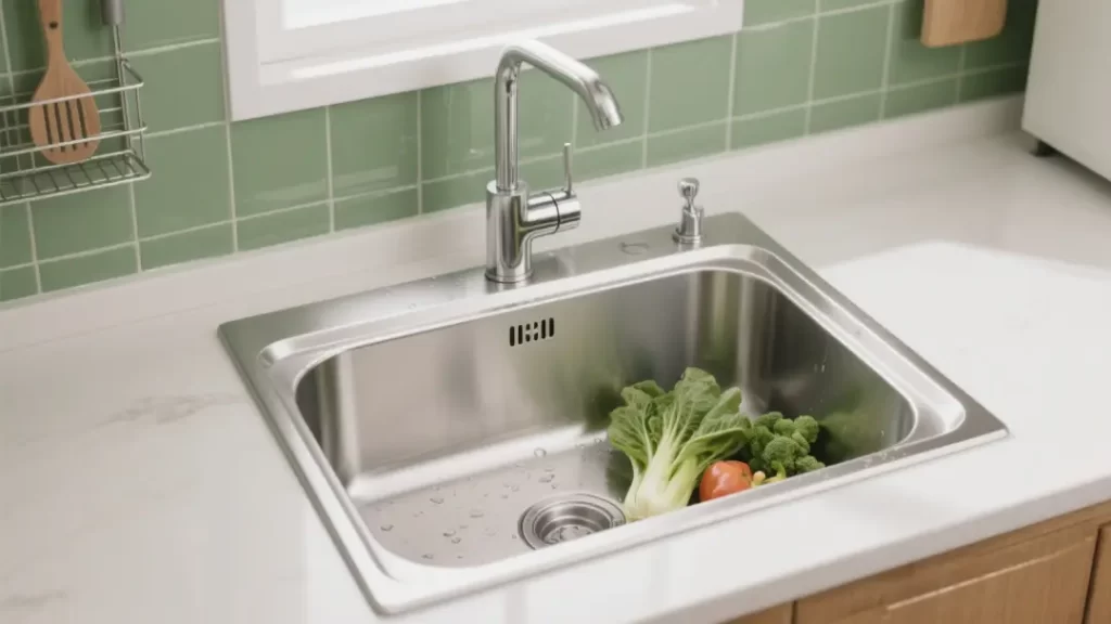 Durable stainless steel sinks with proper depth reduce splashing and meet commercial kitchen safety standards