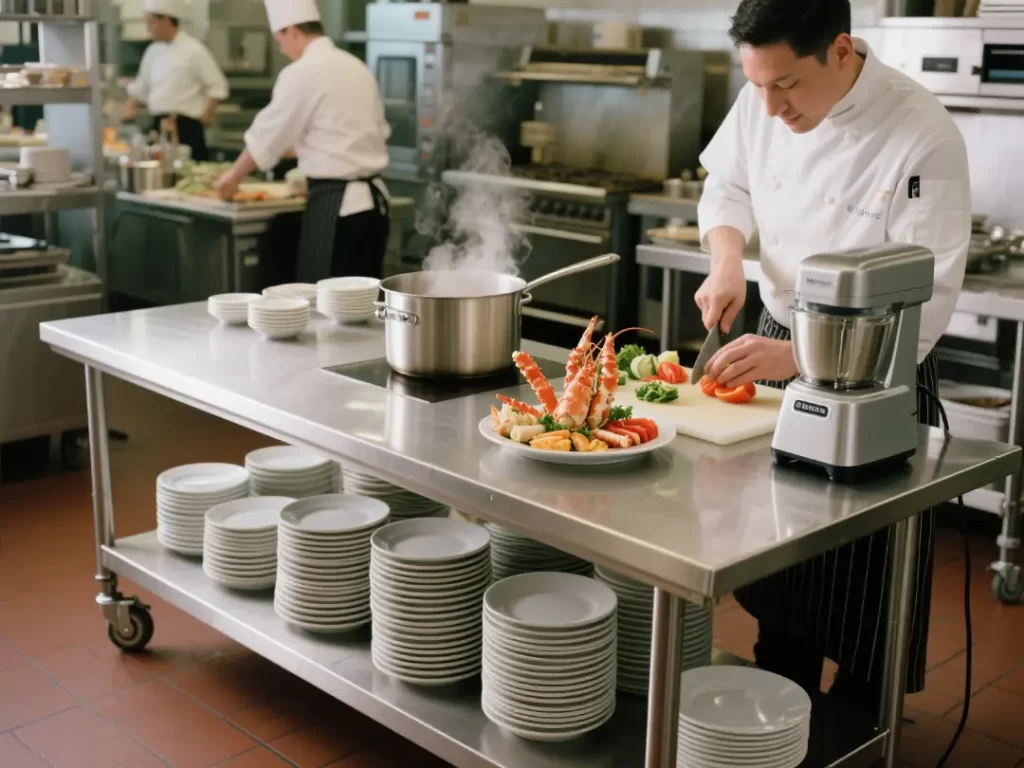 Custom stainless dining tables improve restaurant workflows with adjustable features and multifunctional designs for all tasks