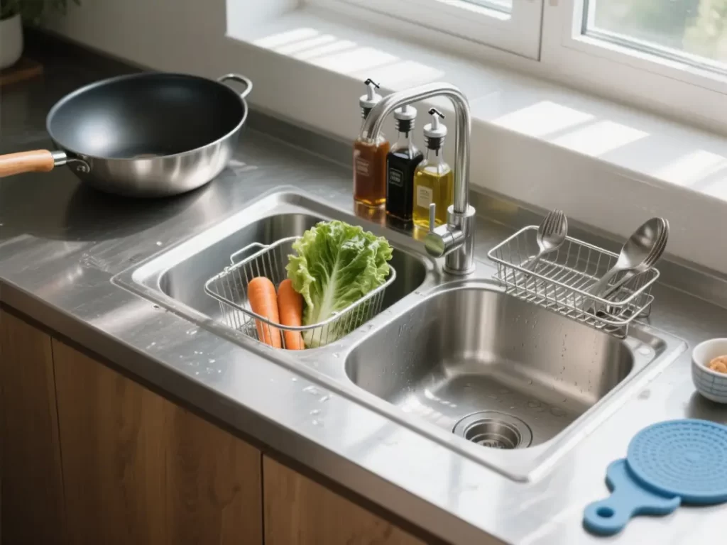 Countertop stainless surfaces enhance kitchen functionality and style