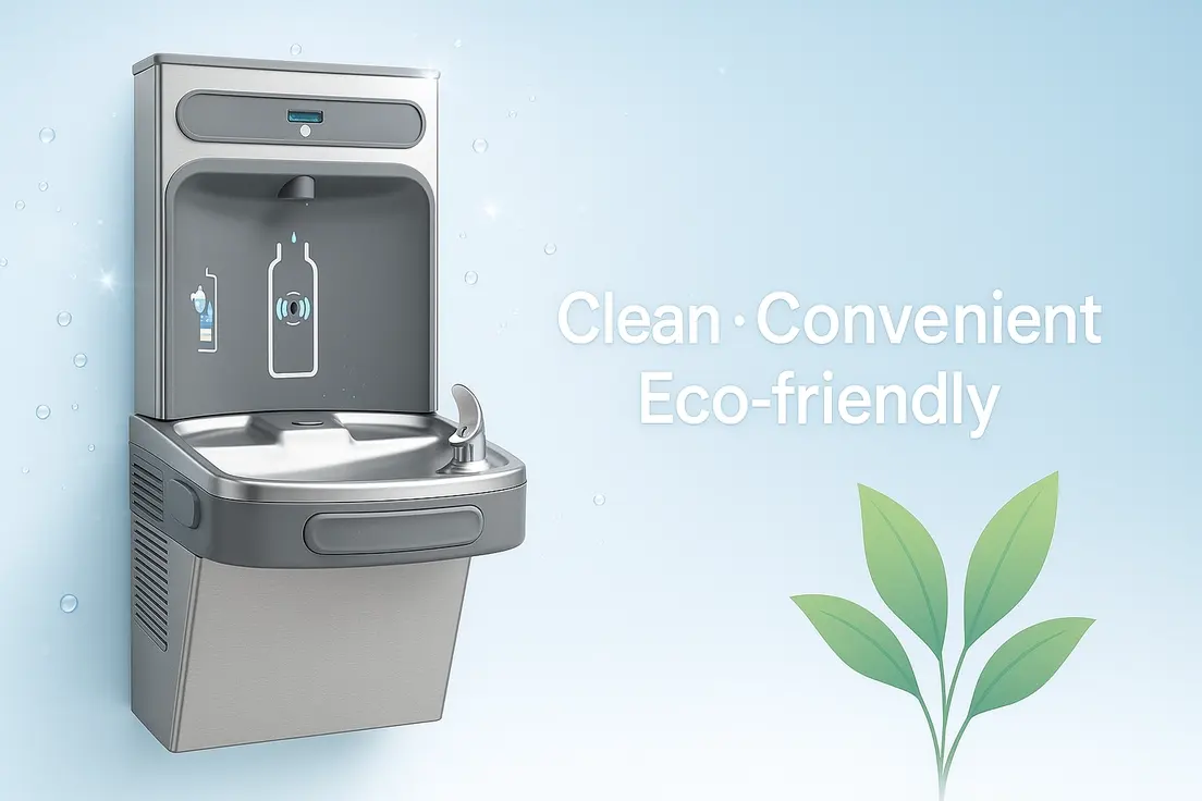 Water fountains with bottle filler