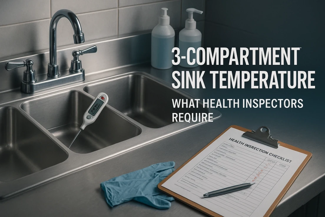 3 compartment sink temperature and health inspectors require