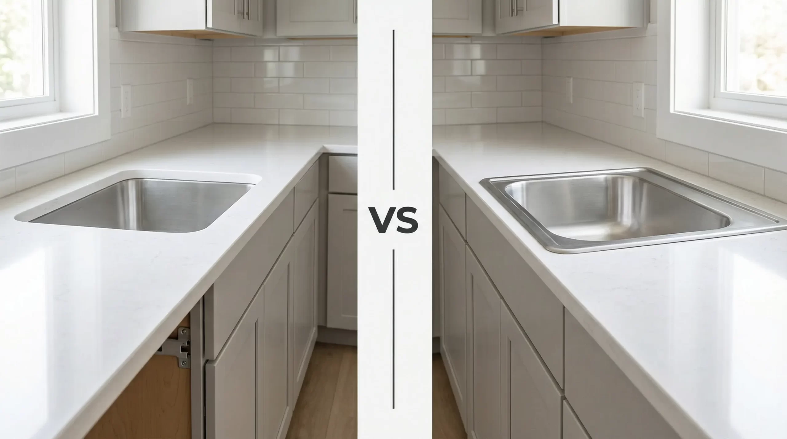Underslung vs drop-in kitchen sink visual comparison