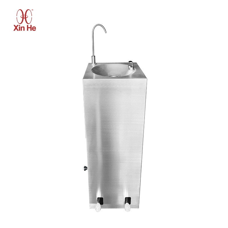 Dual faucet foot pedal drinking fountain