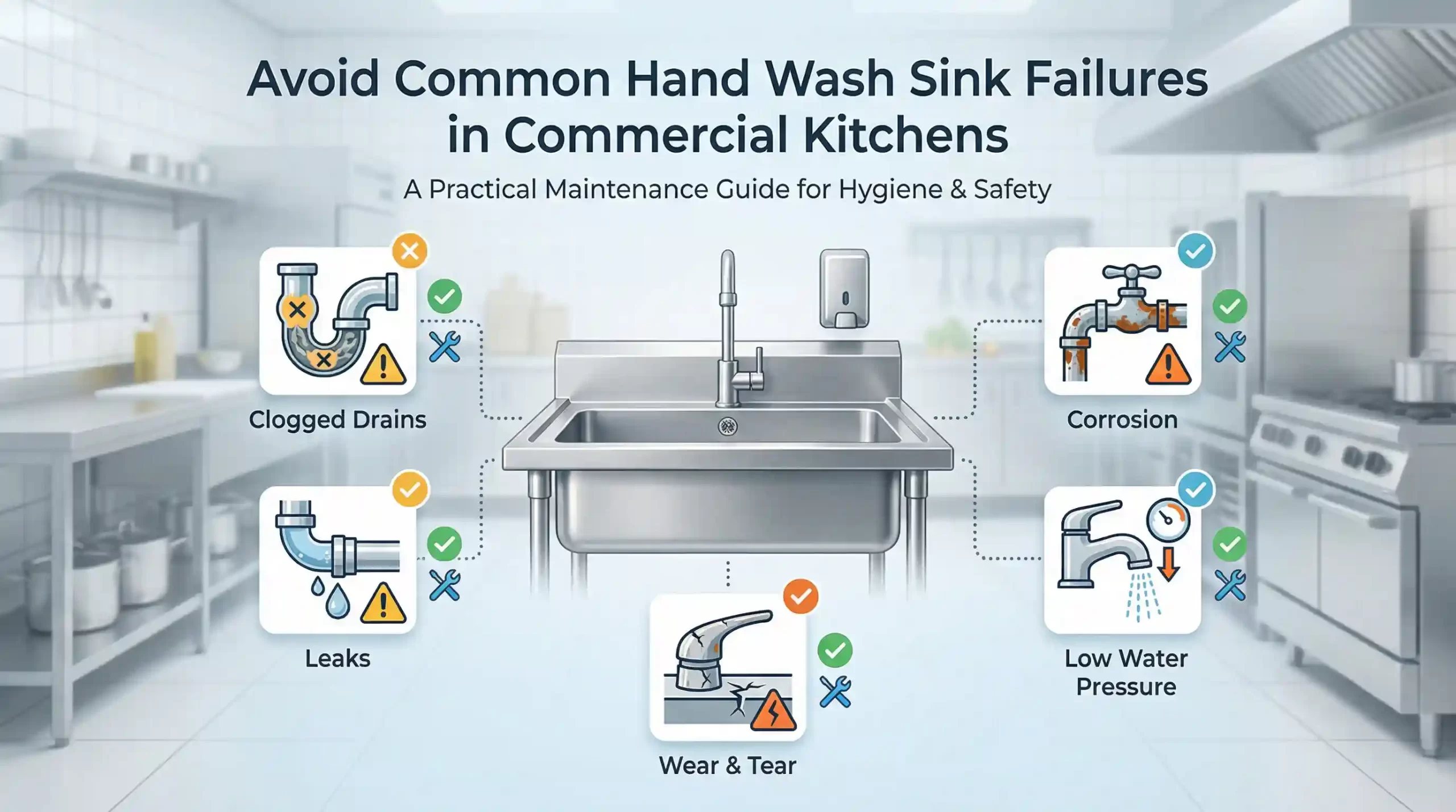 Prevent hand wash sink failures