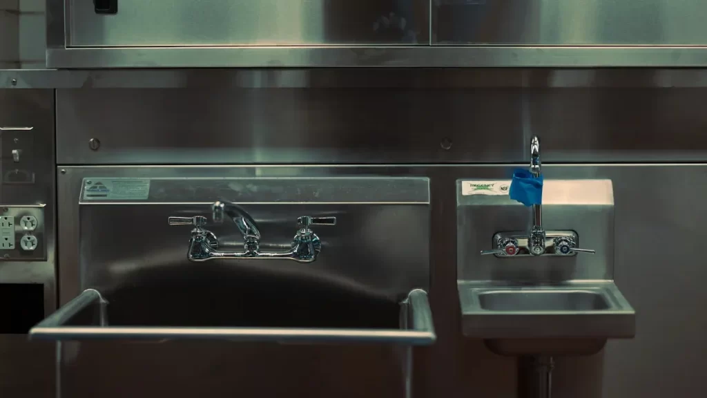 Commercial stainless steel sink display