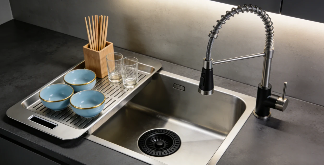 Durable kitchen sink with drainboard
