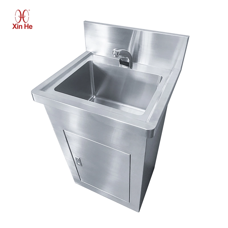 Stainless steel pedestal sink front angle