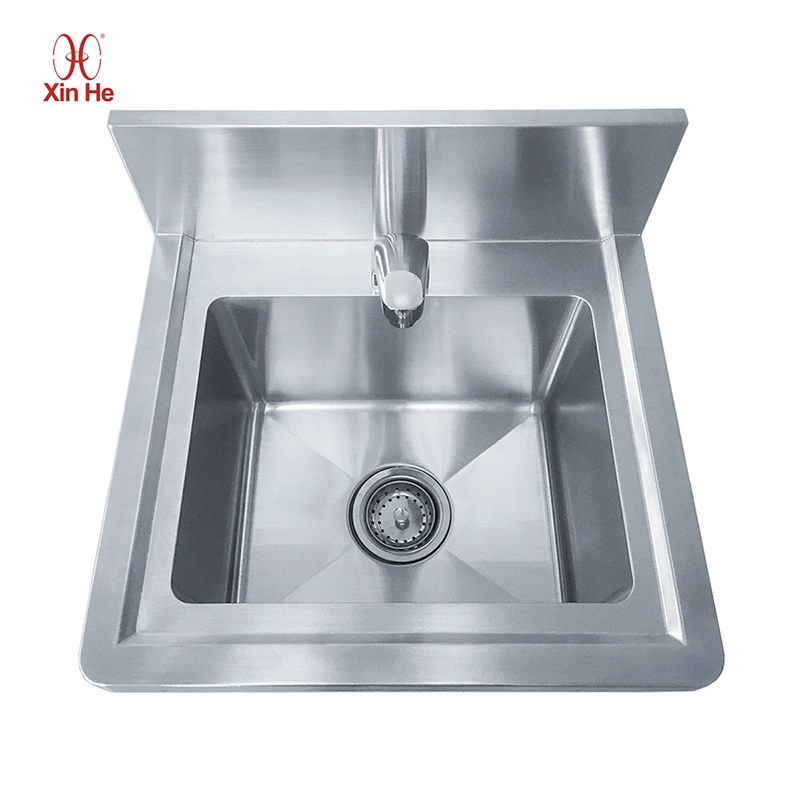 Stainless pedestal sink rectangular basin design