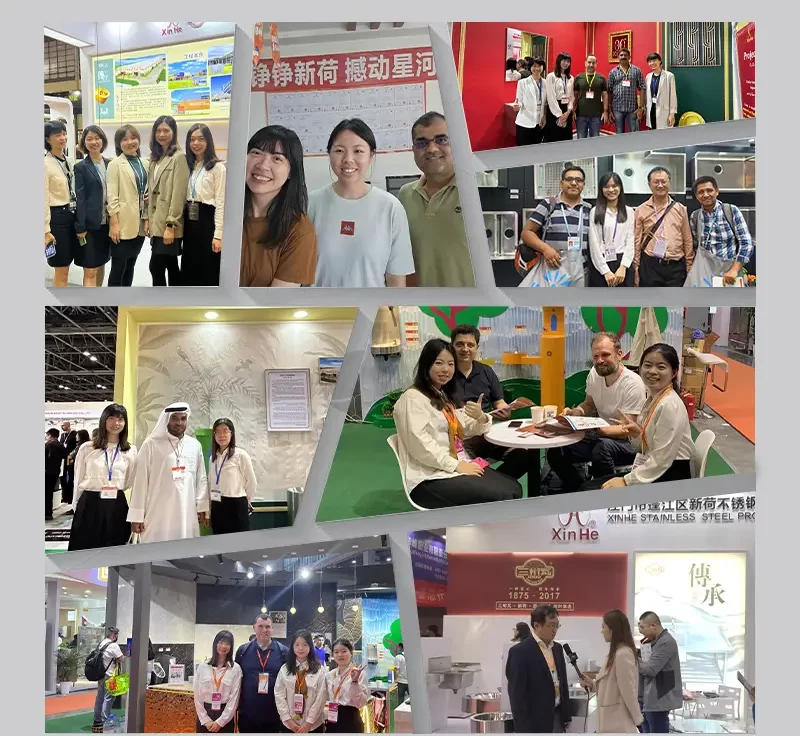 Xinhe commercial team at international trade show – KBIS, ISH Frankfurt, Dubai Big 5 – serving North America, Europe, Australia markets