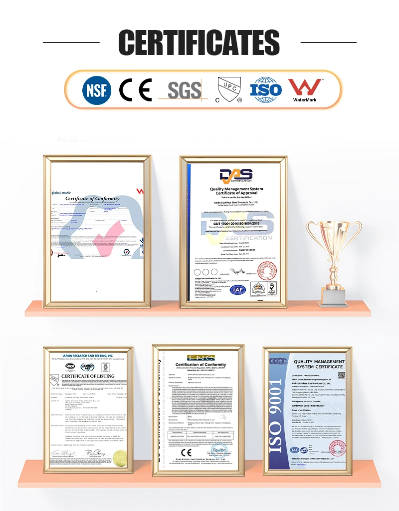 Stainless steel work table certifications