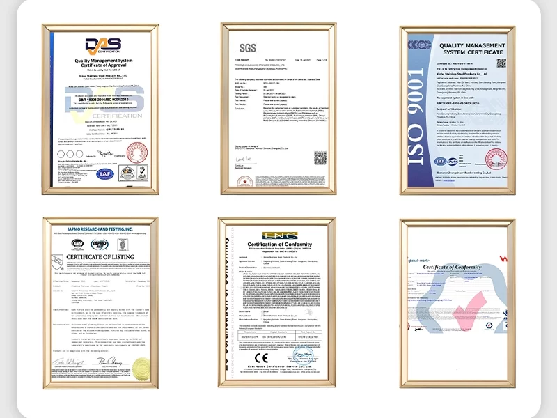Xinhe certifications – cUPC, CE, WaterMark, NSF, ISO 9001, SGS