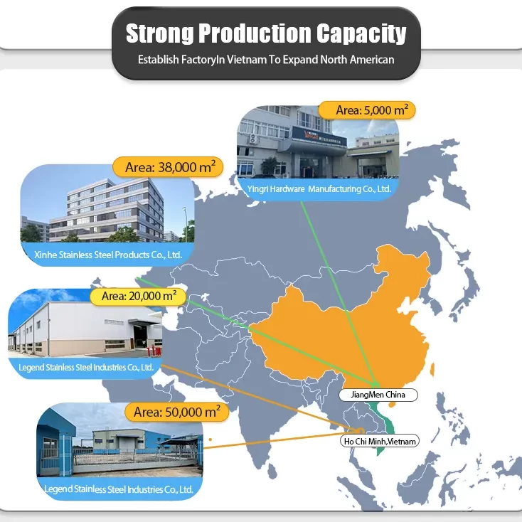 Stainless steel factory locations and large-scale production capacity in China and Vietnam