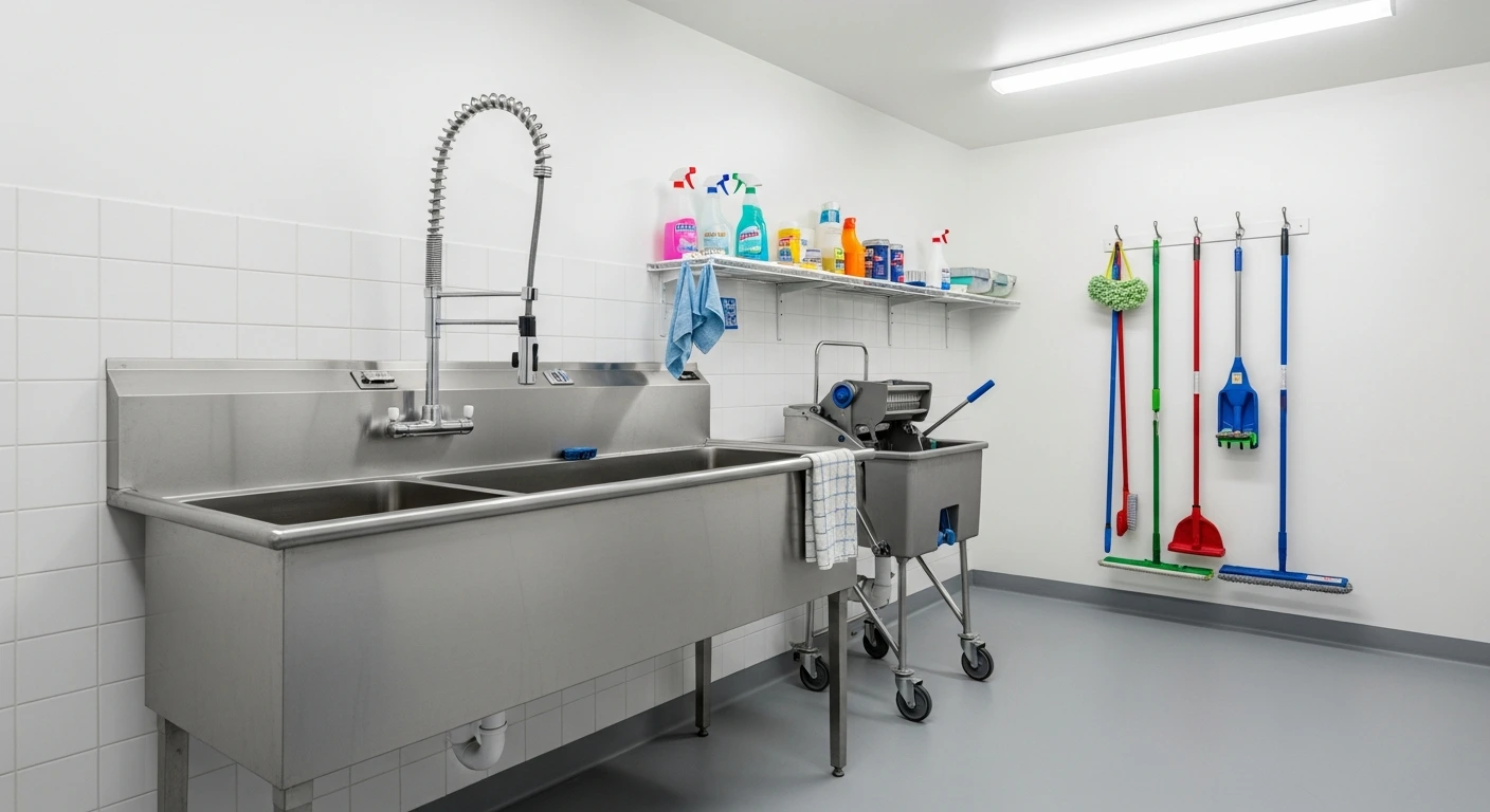 Modern commercial mop sink facility