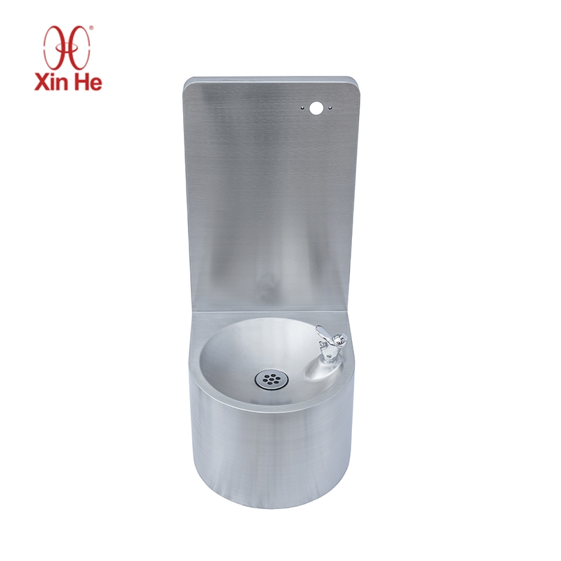 Stainless steel indoor drinking fountain with dual water sources