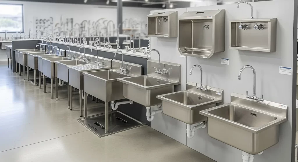 Various commercial mop sinks display