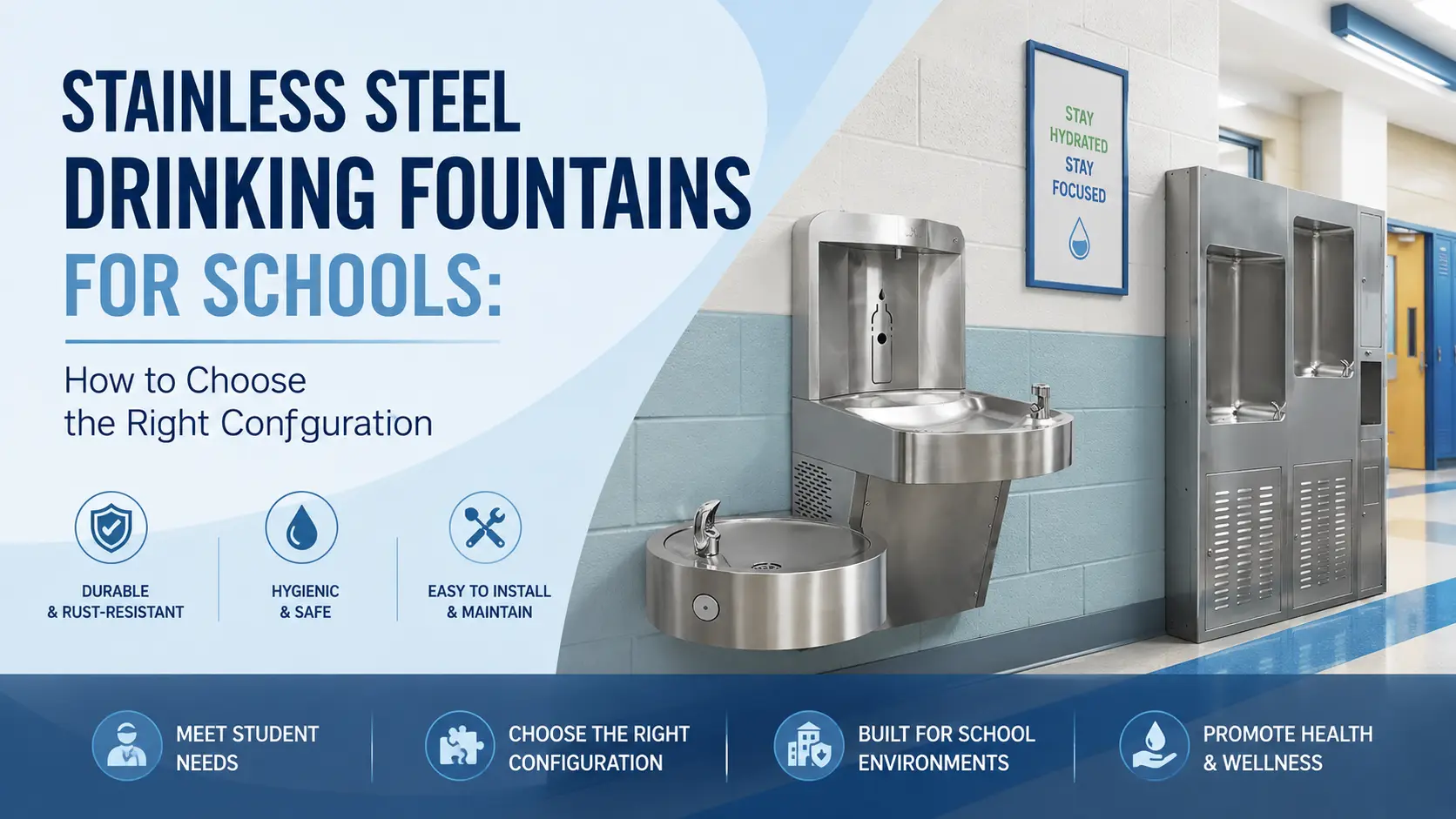 Choosing the right stainless steel drinking fountain for schools with bottle filler configuration