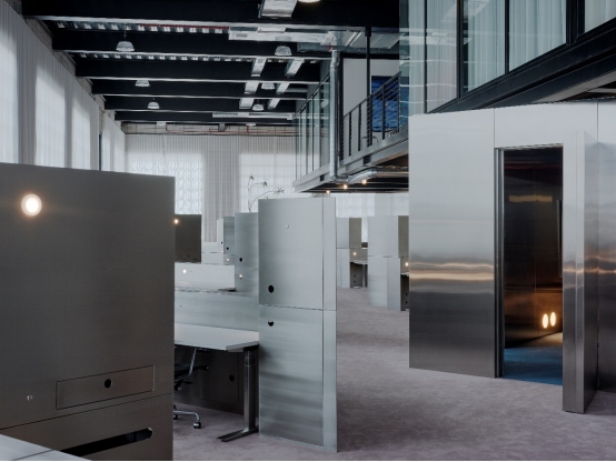 Custom stainless steel fabrication detailing for heavy-duty metal privacy screens and built-in architectural doors
